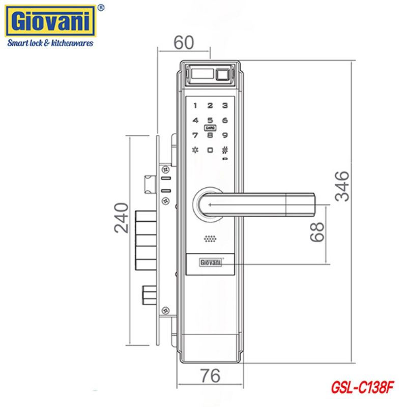 Khóa vân tay thông minh Giovani GSL-C138F 6 Khóa vân tay thông minh Giovani GSL-C138F