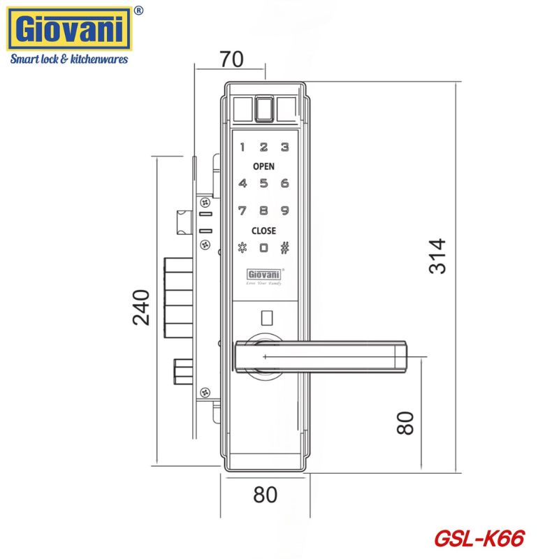 Khóa vân tay thông minh GIOVANI GSL-K66BG 6 Khóa vân tay thông minh GIOVANI GSL-K66BG