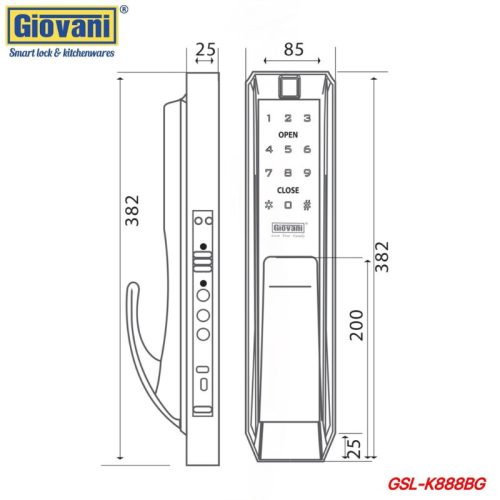 Khóa vân tay thông minh GIOVANI GSL-K888BG 9 Khóa vân tay thông minh GIOVANI GSL-K888BG