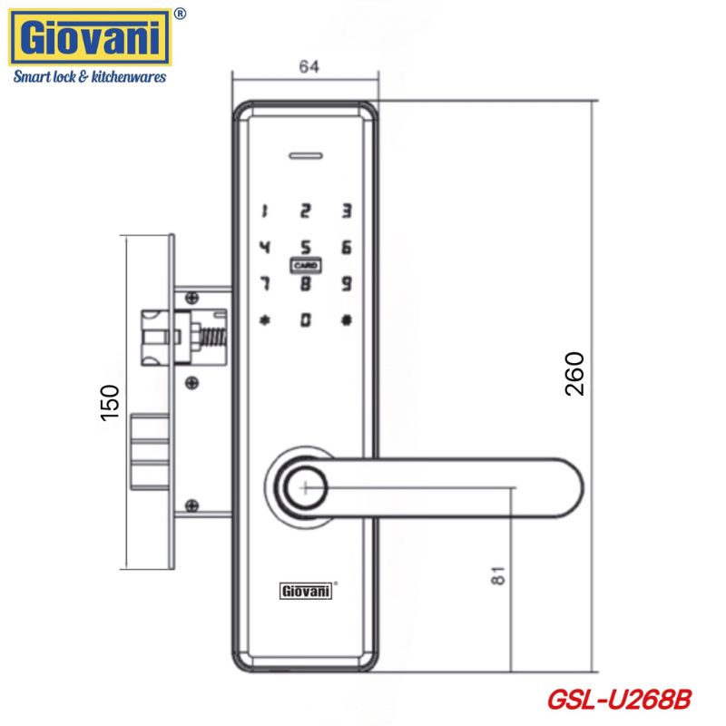 Khóa vân tay thông minh GIOVANI GSL-U268B 6 Khóa vân tay thông minh GIOVANI GSL-U268B