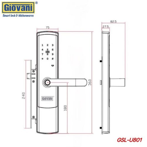 Khóa vân tay thông minh GIOVANI GSL-U801B 9 Khóa vân tay thông minh GIOVANI GSL-U801B