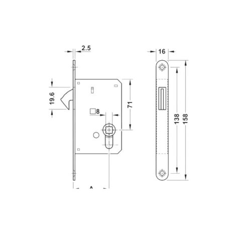 Tay nắm âm và thân khóa cửa trượt Hafele 911.27.500 BS50 WC 7 kich thuoc tay nam am va than khoa cua truot hafele 911 27 500 bs50 wc