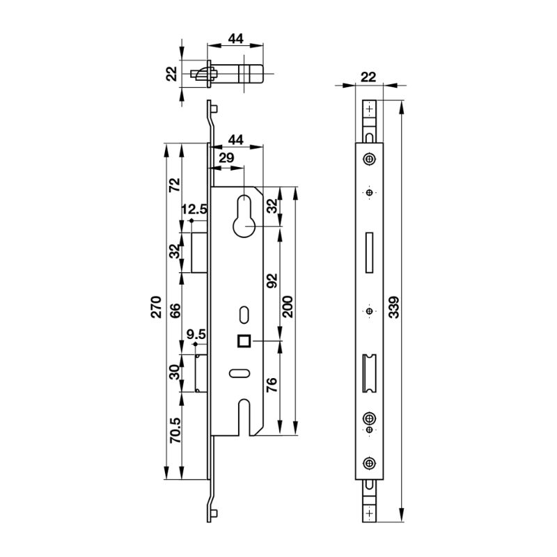 Thân khóa cửa nhôm 30mm Hafele 911.50.912 4 Thân khóa cửa nhôm 30mm Hafele 911.50.912 - Ảnh 2