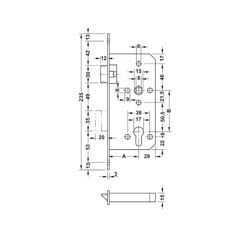 Thân khóa PC Hafele 911.25.200 55/72/R24 đen 4 Kích thước vòi lavabo Hafele 589.69.112