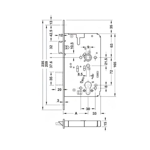 Thân khóa thoát hiểm Hafele 911.52.716 SDL E B 2326 BKS 5 kich thuoc than khoa thoat hiem hafele 911 52 716 sdl e b 2326 bks