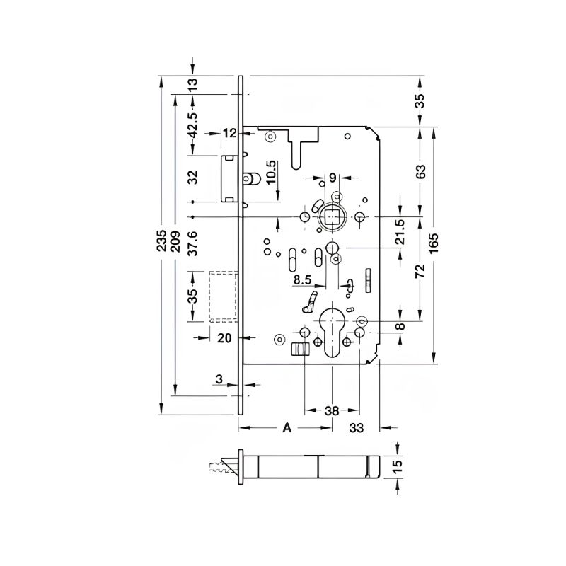 Thân khóa thoát hiểm Hafele 911.53.186 DDL E B 2329 BKS 4 Thân khóa thoát hiểm Hafele 911.53.186 DDL E B 2329 BKS - Ảnh 2