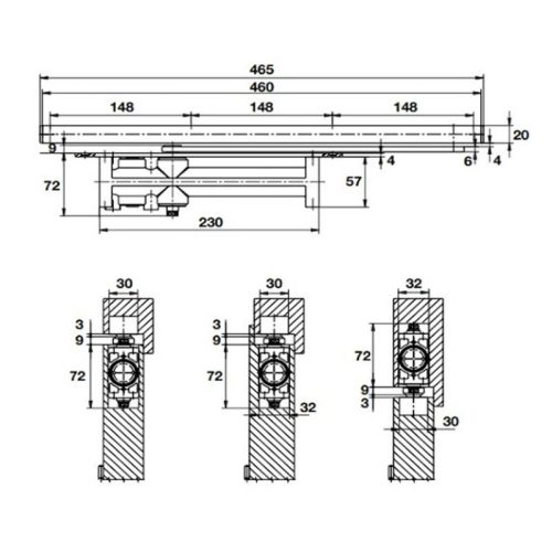 Thiết bị đóng cửa tự động lắp âm 60Kg Hafele 931.47.039 7 kich thuoc thiet bi dong cua tu dong lap am 60kg hafele 931 47 039
