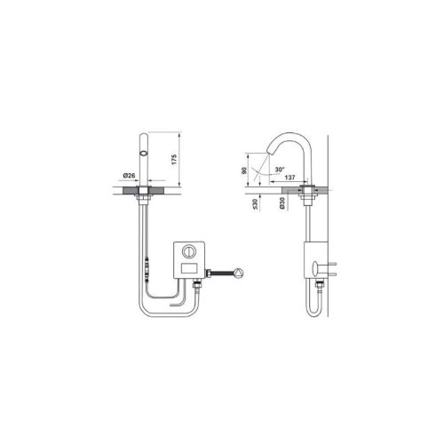 Vòi cảm ứng đặt bàn Hafele 589.64.001 5 Kích thước vòi cảm ứng đặt bàn Hafele 589.64.001
