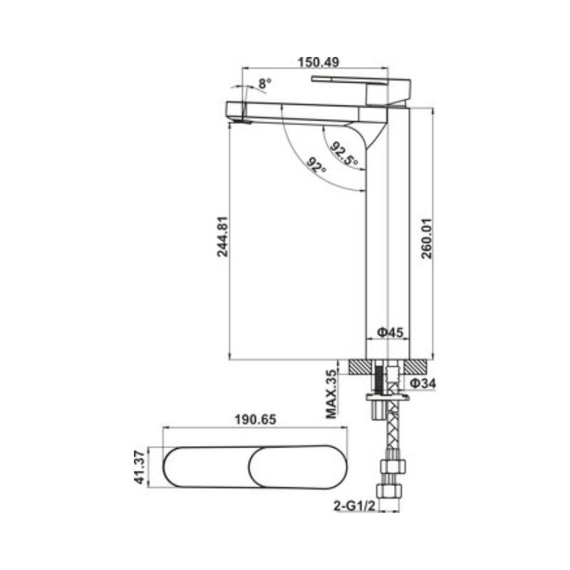 Vòi trộn lavabo Hafele 589.69.113 4 Kích thước vòi trộn lavabo Hafele 589.69.113
