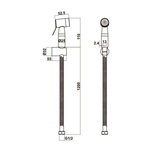 Vòi xịt vệ sinh Hafele 485.95.097 4 Kích thước vòi xịt vệ sinh Hafele 485.95.097