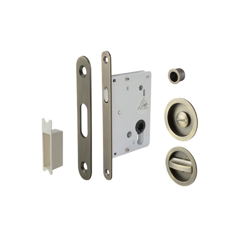 Tay nắm âm và thân khóa cửa trượt Hafele 911.26.524 màu đồng rêu 1 Tay nắm âm và thân khóa cửa trượt Hafele 911.26.524 màu đồng rêu