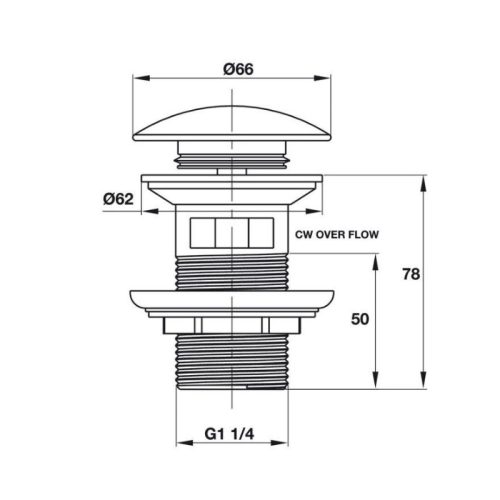 Thông số bộ nhấn xả cho Lavabo có xả tràn Hafele 589.25.948