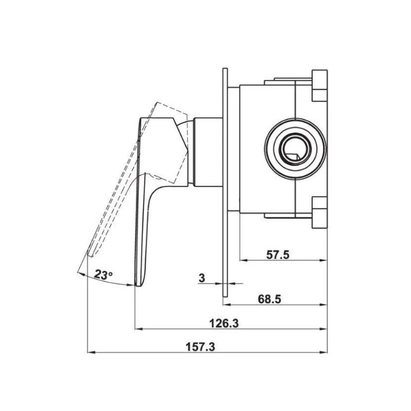 Bộ trộn âm 1 đường nước Kobe Hafele 589.15.008 4 Thông số bộ trộn âm 1 đường nước Kobe Hafele 589.15.008