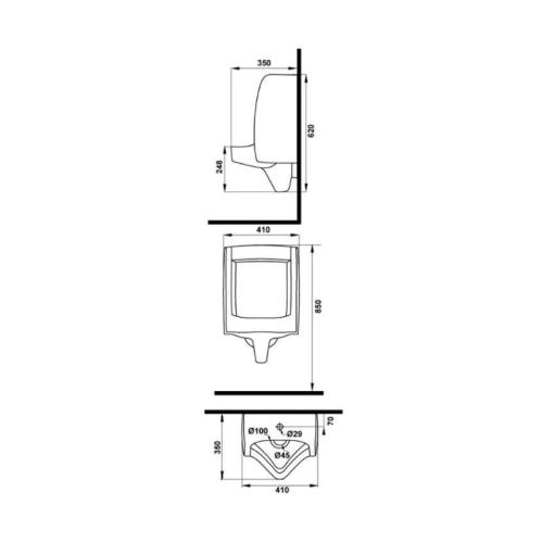 Bồn tiểu nam treo tường SEINE Hafele 588.79.421 4 Thông số bồn tiểu nam treo tường SEINE Hafele 588.79.421