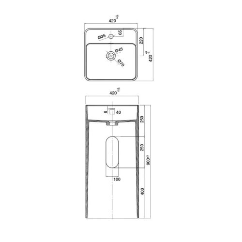 Chậu Lavabo HVN3002 Hafele 588.87.400 6 Thông số chậu Lavabo HVN3002 Hafele 588.87.400