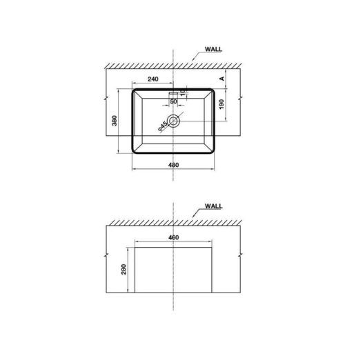 Thông số chậu rửa mặt lavabo bán âm Hafele 588.44.040