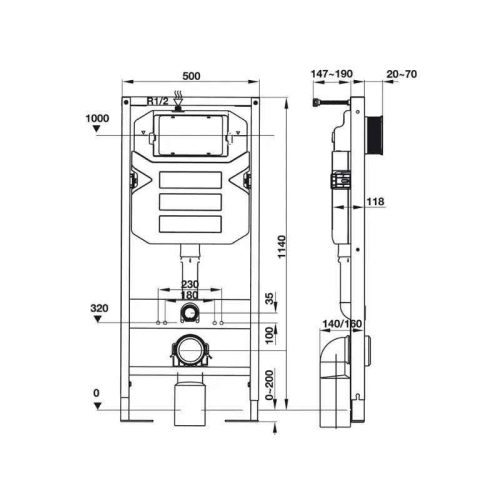 Két nước âm Mechanical 1140 Hafele 588.73.920 5 Thông số két nước âm Mechanical 1140 Hafele 588.73.920