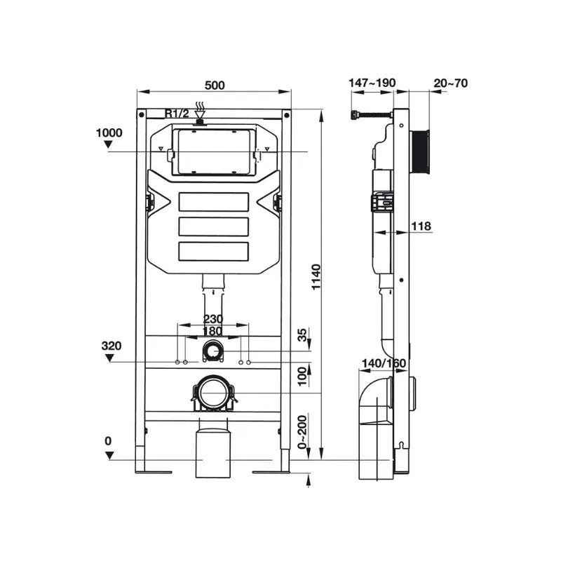 Két nước âm Mechanical 1140 Hafele 588.73.920 4 Thông số két nước âm Mechanical 1140 Hafele 588.73.920