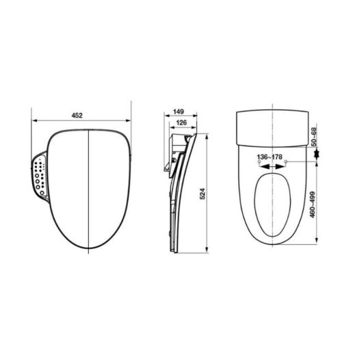 Nắp bồn cầu thân V Sense Hafele 588.79.414 8 Thông số nắp bồn cầu thân V Sense Hafele 588.79.414