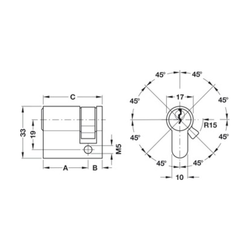Ruột khóa 1 đầu chìa 45/10 màu NI Hafele 916.22.605 2 Ruột khóa 1 đầu chìa 45/10 màu NI Hafele 916.22.605 - Ảnh 2