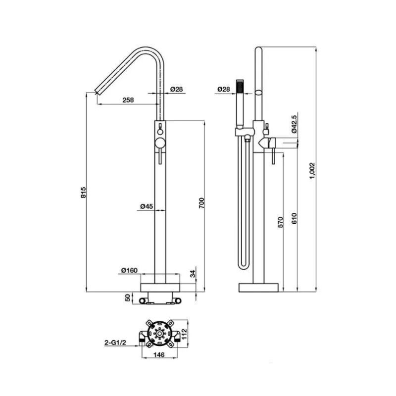 Sen tắm đặt sàn Retro Hafele 589.15.360 4 Thông số sen tắm đặt sàn Retro Hafele 589.15.360