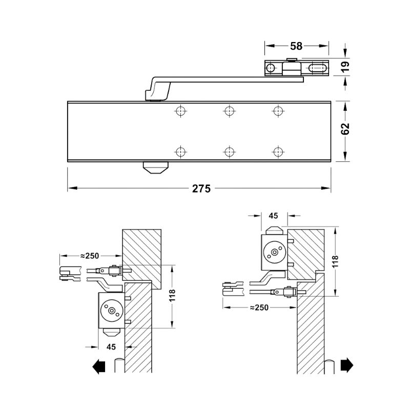 Tay đẩy hơi cùi chỏ 150Kg DCL55 Hafele 931.84.568 3 Tay đẩy hơi cùi chỏ 150Kg DCL55 Hafele 931.84.568 - Ảnh 2