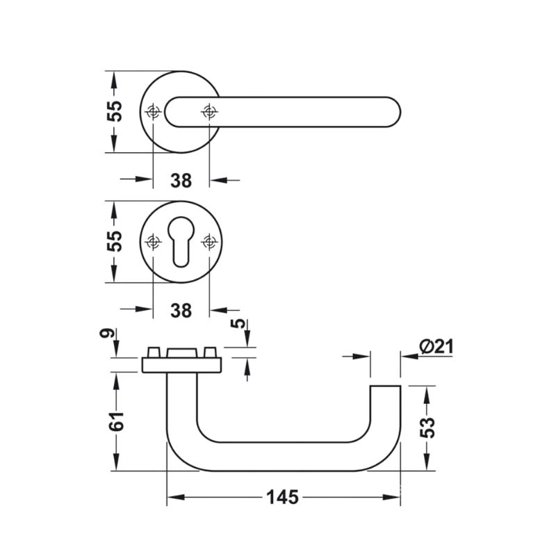Tay nắm gạt chống cháy Hafele 903.95.110 2 Tay nắm gạt chống cháy Hafele 903.95.110 - Ảnh 2