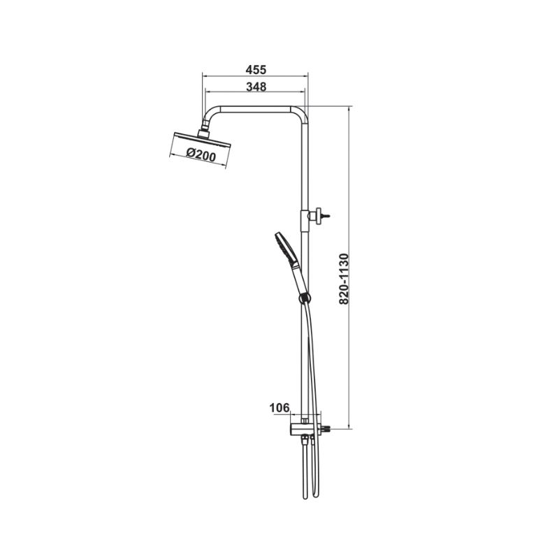 Thanh sen kết hợp Hafele Eco 589.34.189 4 Thông số thanh sen kết hợp Hafele Eco 589.34.189