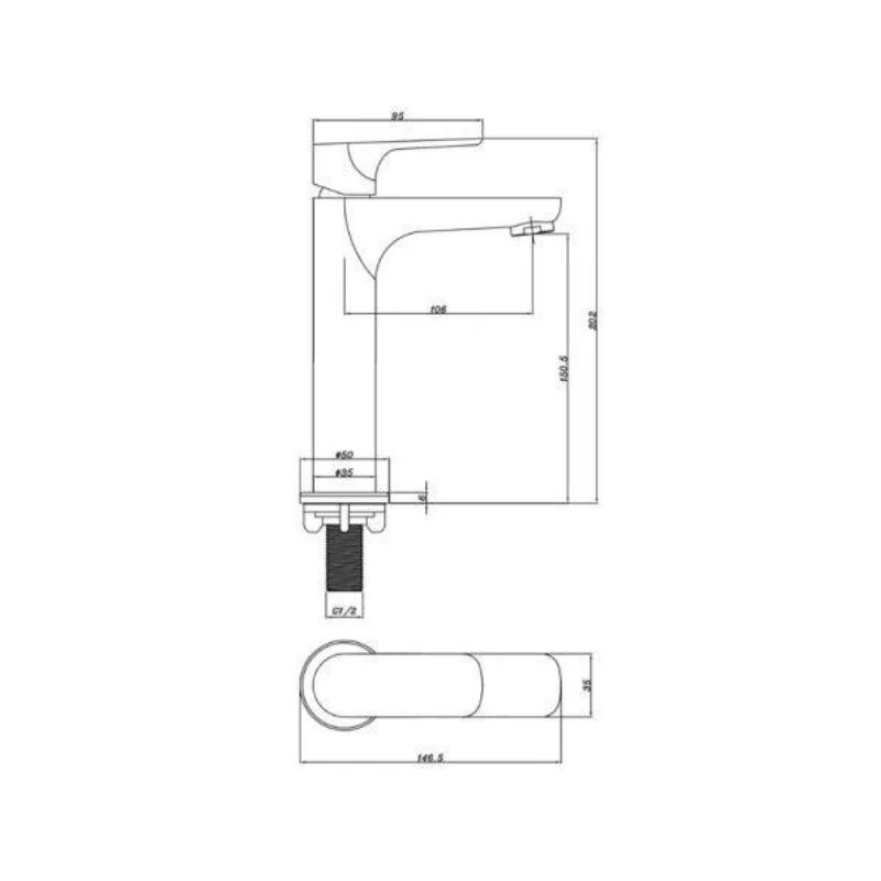Vòi lạnh lavabo Eco 150 Hafele 589.25.483 4 Thông số vòi lạnh lavabo Eco 150 Hafele 589.25.483