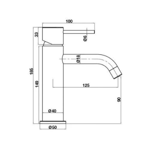 Thông số vòi trộn lavabo Retro 90 Hafele 589.15.270